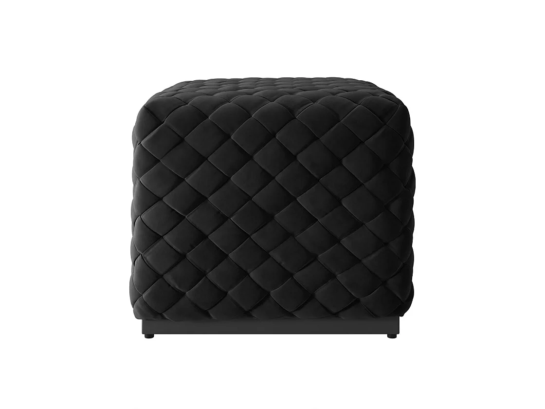 Parker Small Black Velvet Diamond Pouffe Metal Plinth Base