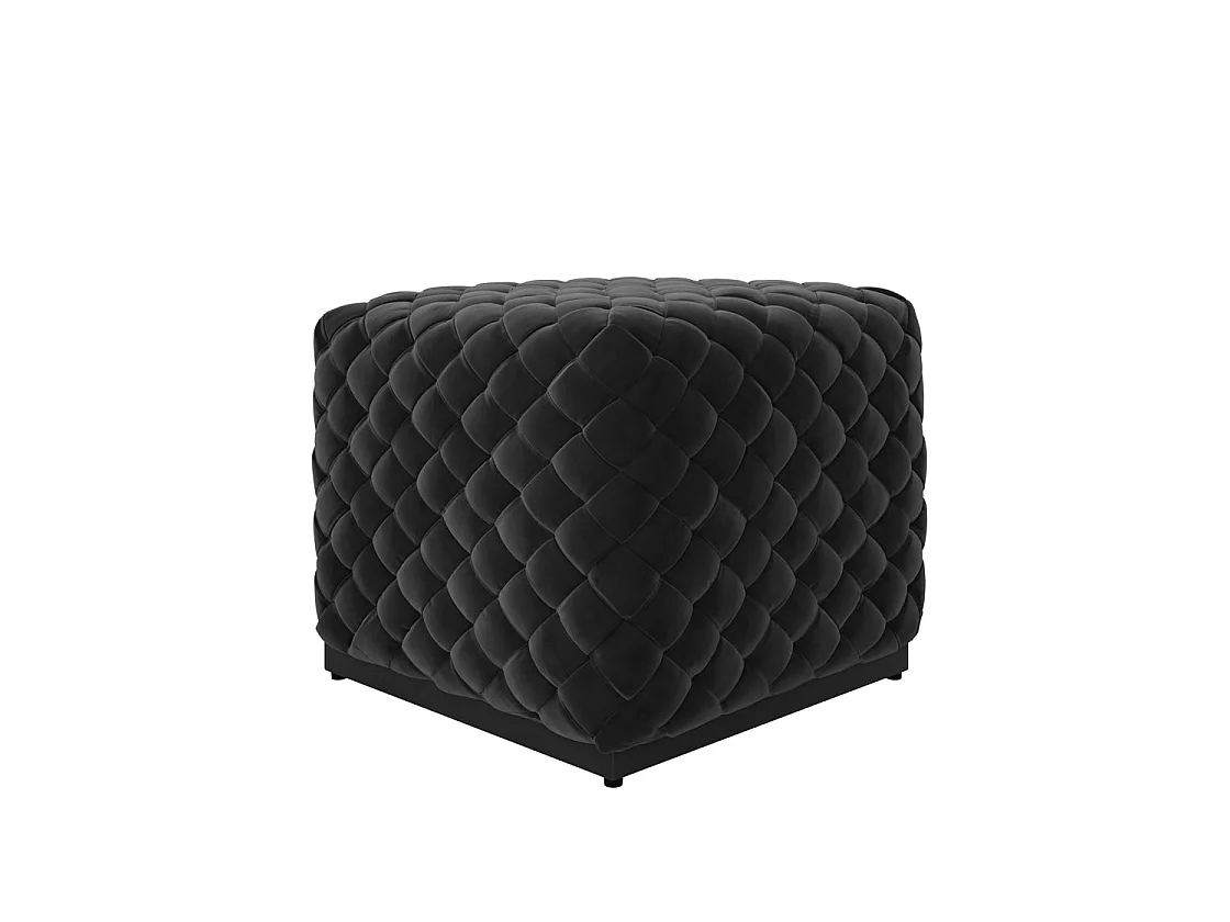 Parker Small Black Velvet Diamond Pouffe Metal Plinth Base