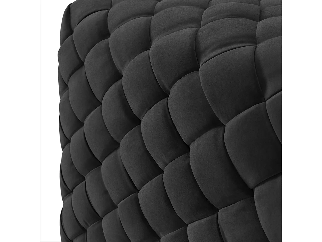 Parker Small Black Velvet Diamond Pouffe Metal Plinth Base