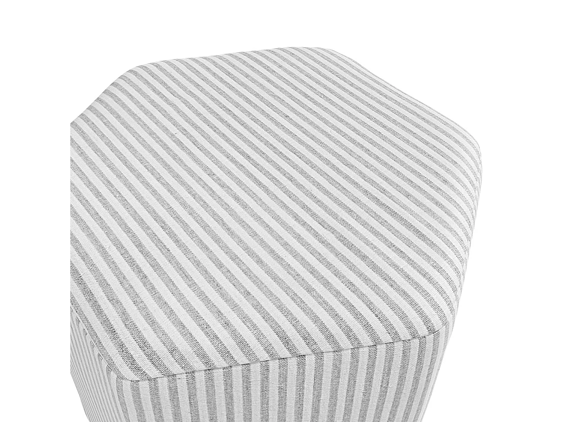 Isabella Grey and White Striped Hexagon Upholstered Stool