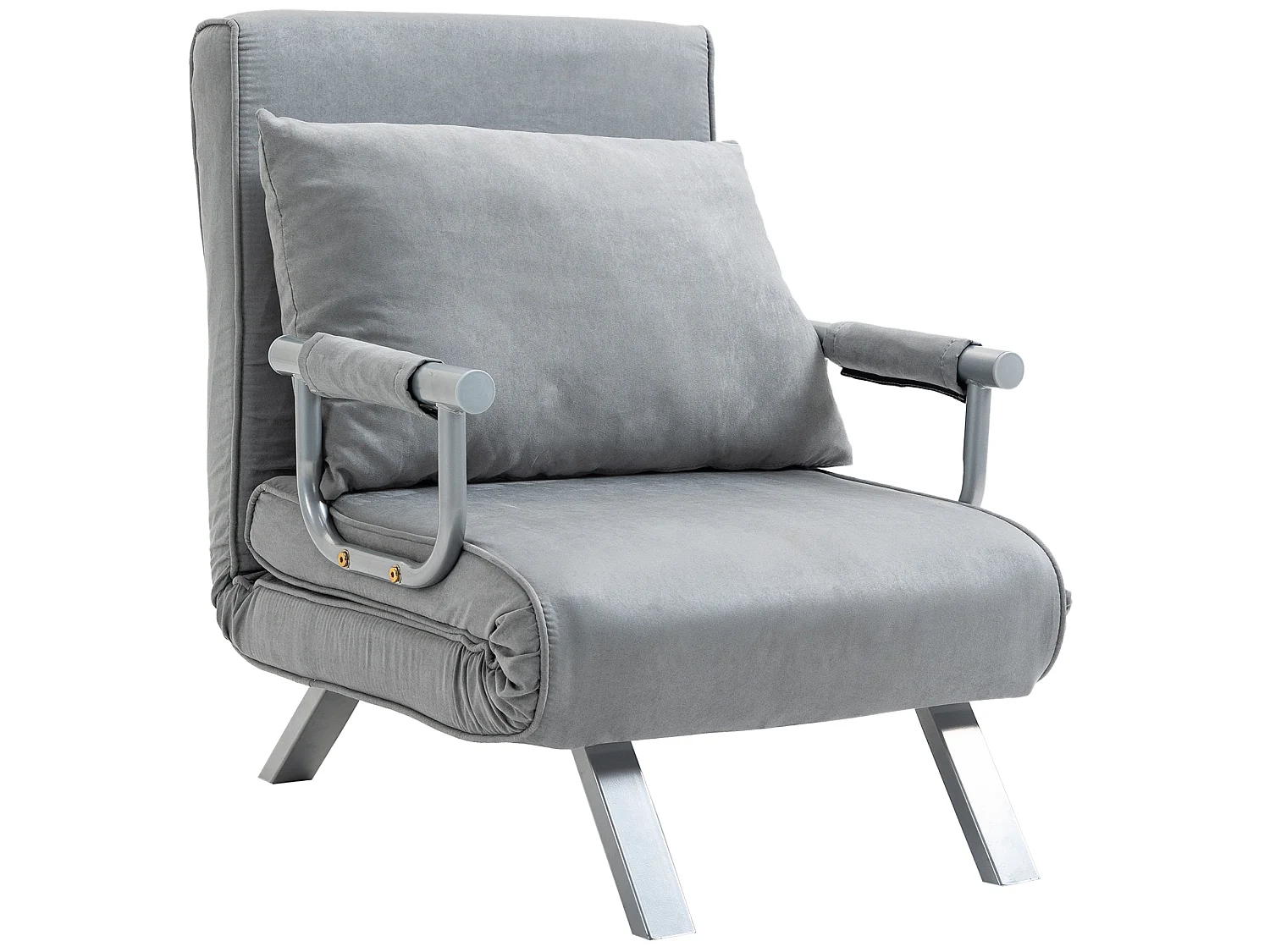 Yorito Suedette Grey Convertible Chair Bed with 5 Level Adjustable Backrest