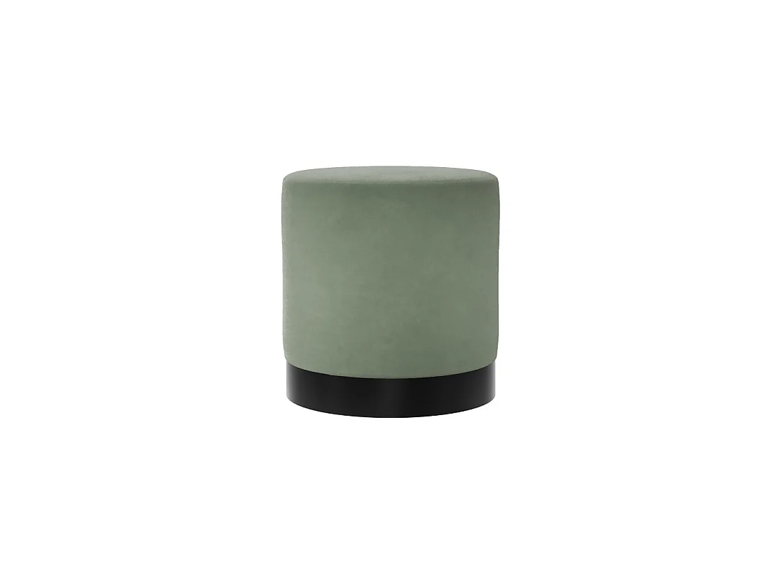 Kalua Small Round Velvet Stool Sage Green Matt Black Base