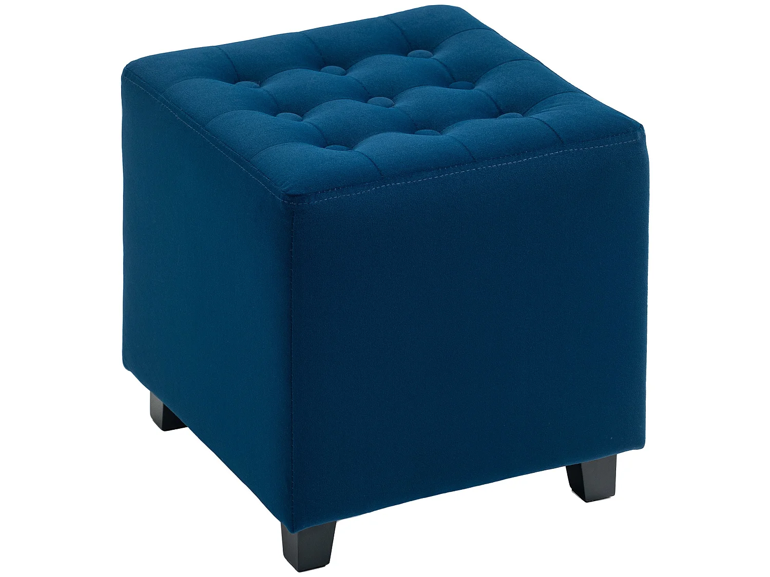 Dimano Blue Velvet Feel Square Ottoman Diamond Tufted