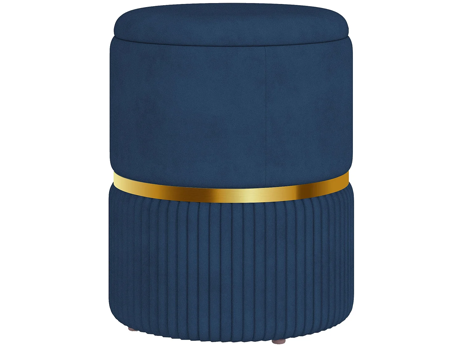 Pazima Velvet Blue Storage Ottoman with Gold Accent Padded Upholstered Top