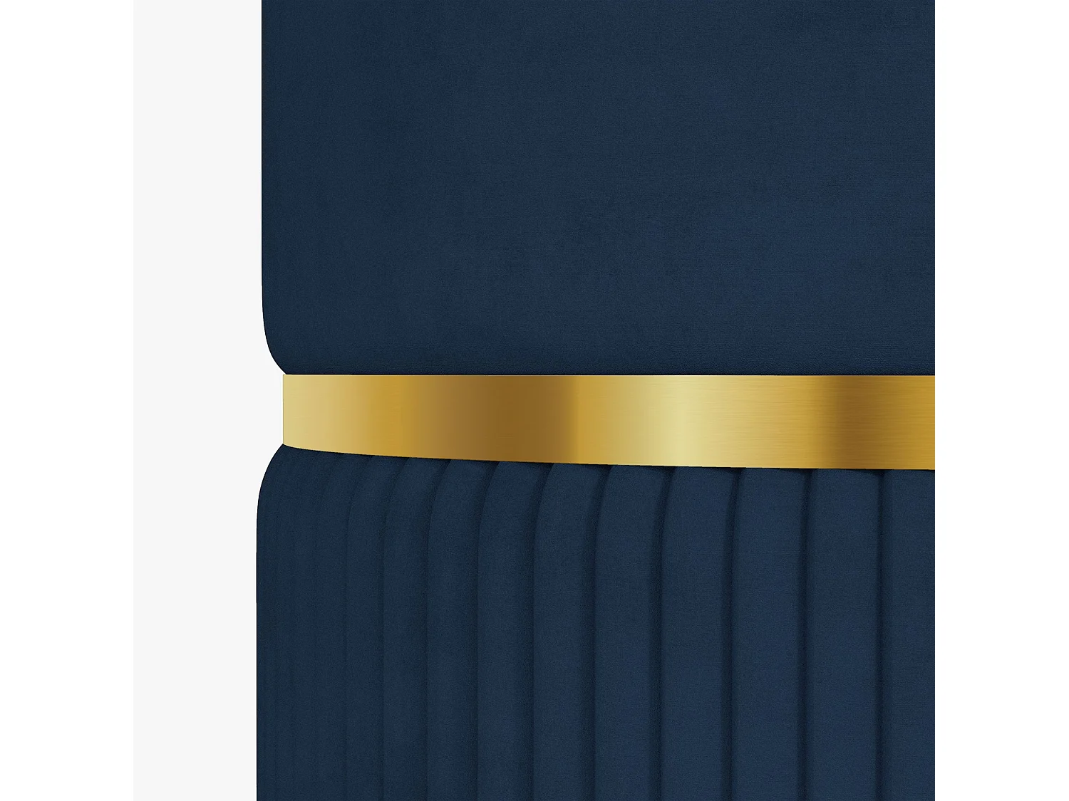 Pazima Velvet Blue Storage Ottoman with Gold Accent Padded Upholstered Top