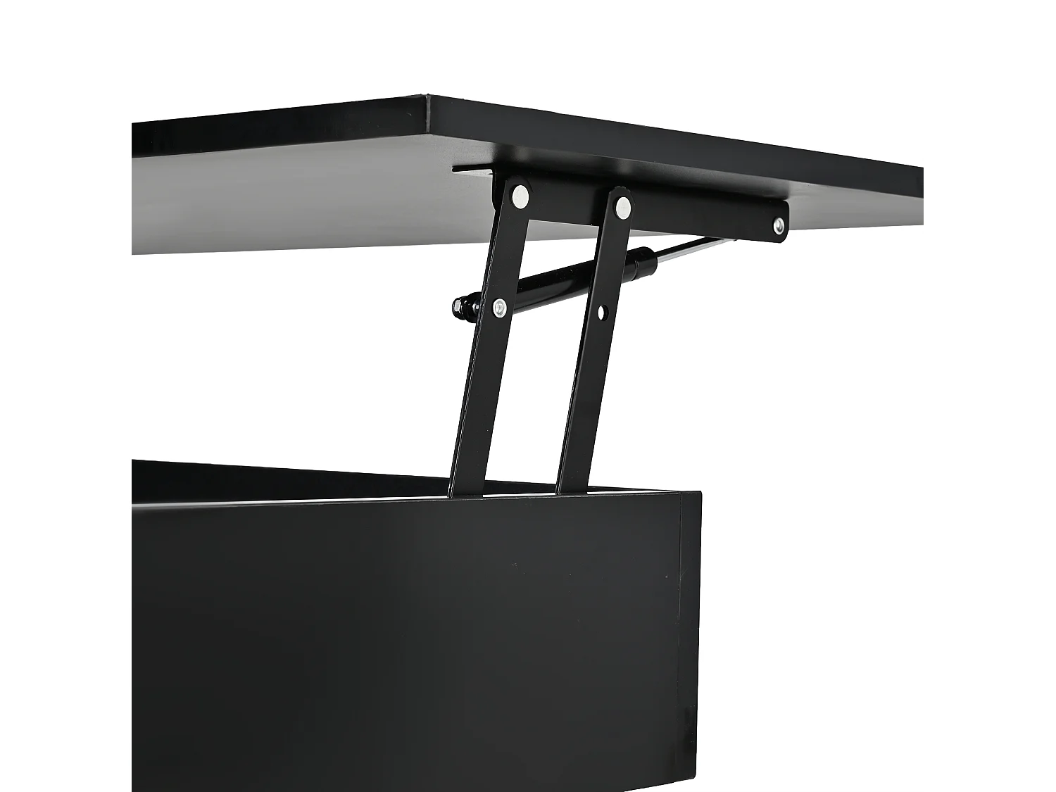 Höhenverstellbarer Couchtisch 100 x 50 x 46 cm - mit LED-Beleuchtung - 2 Schubladen - hochglänzende Lackoberfläche - MDF - schwarz