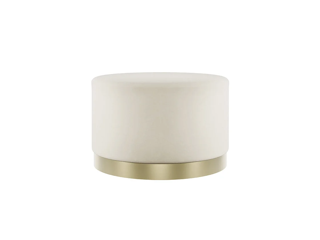 Kalua Large Cream Velvet Stool Brushed Gold Base