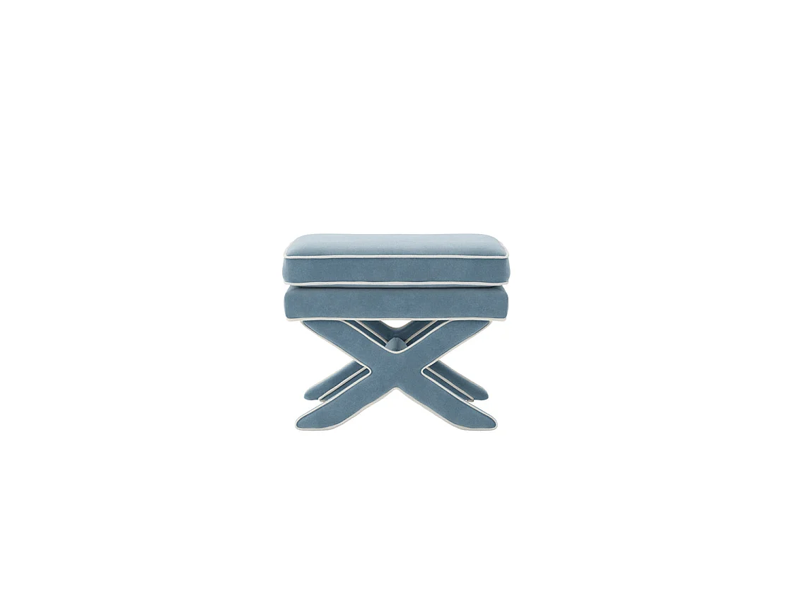 Theodor Ice Blue Velvet Stool X Cross Legs