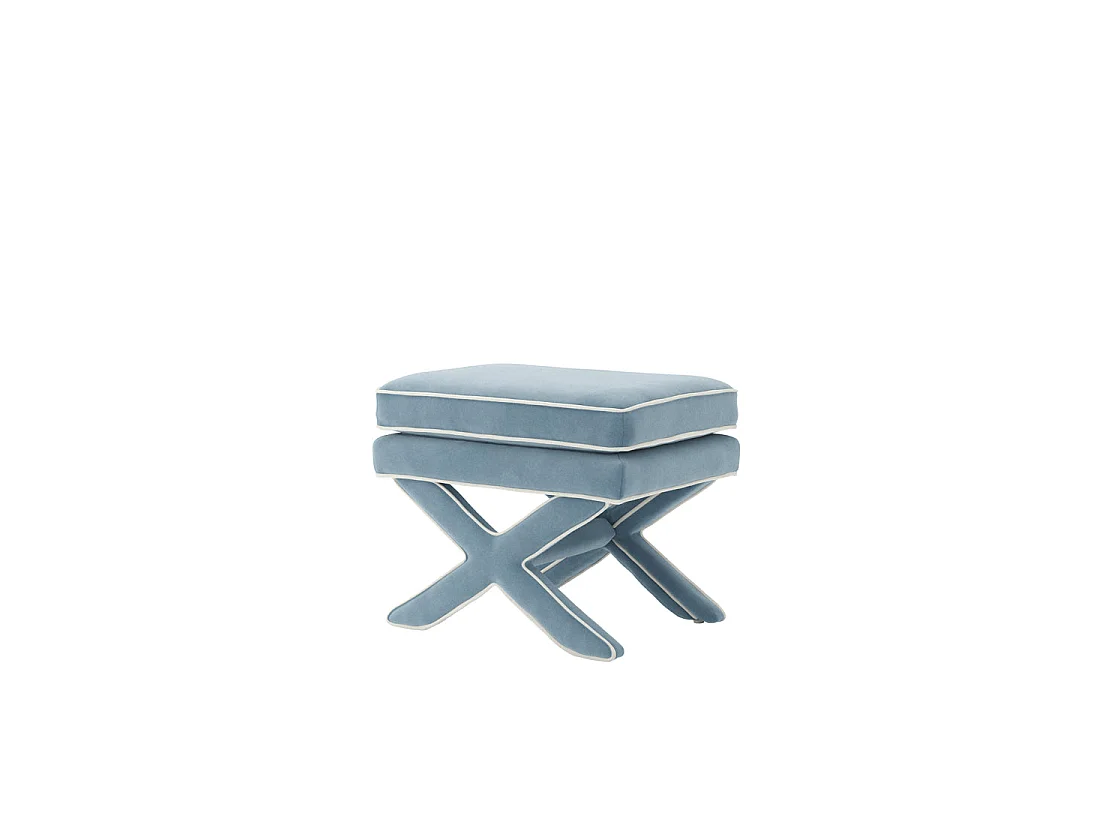 Theodor Ice Blue Velvet Stool X Cross Legs
