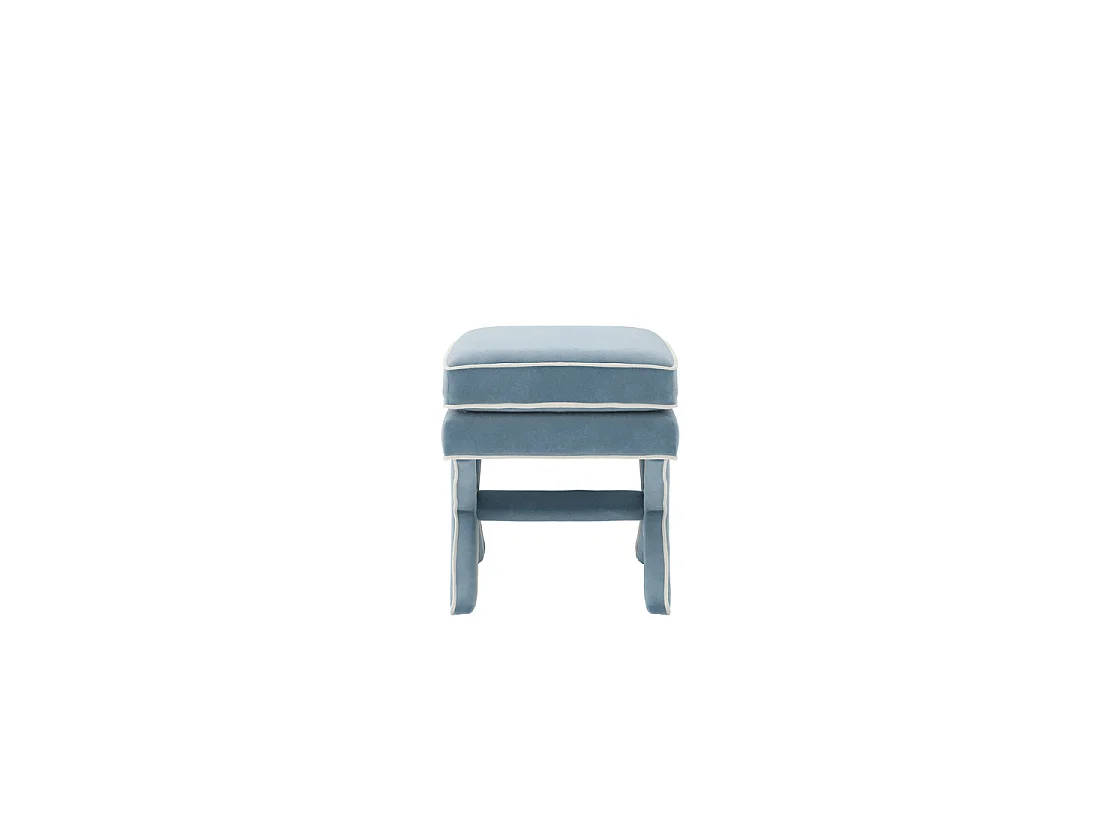 Theodor Ice Blue Velvet Stool X Cross Legs