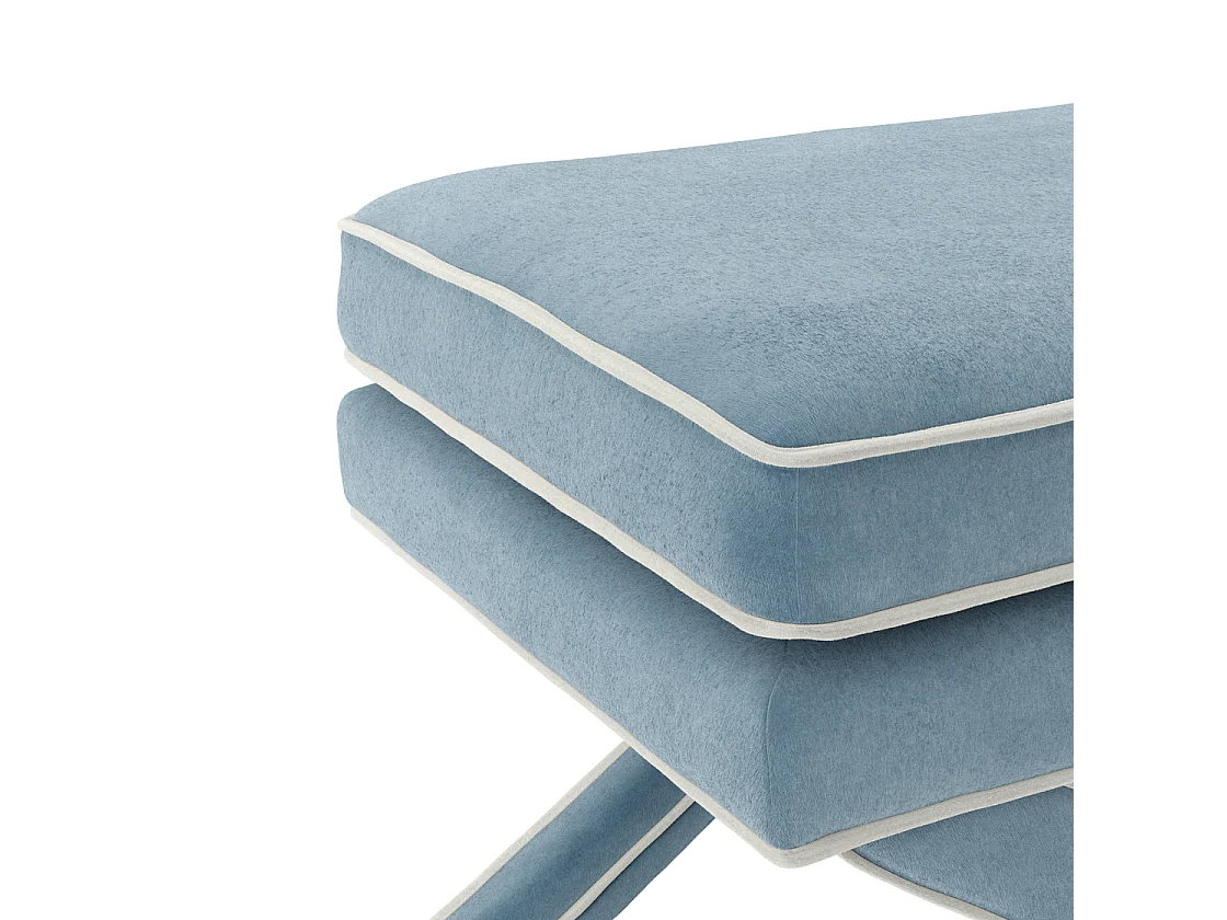 Theodor Ice Blue Velvet Stool X Cross Legs