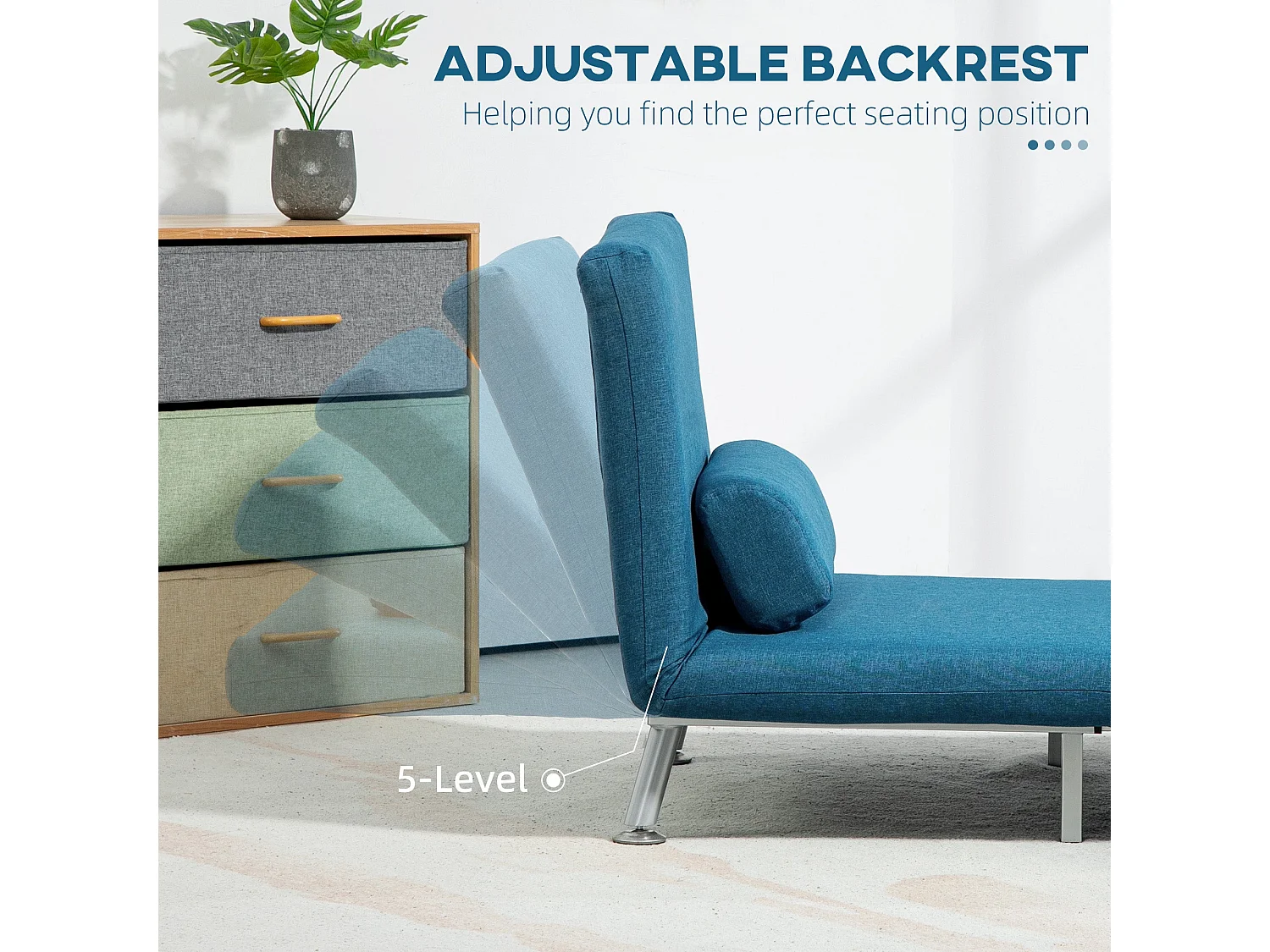Lavili Keno Linen Look Blue Single Sleeper Chair