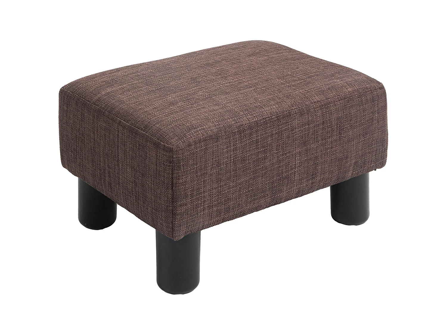 Fata Linen Look Brown Footstool Compact Rectangular Ottoman with 4 Plastic Feet