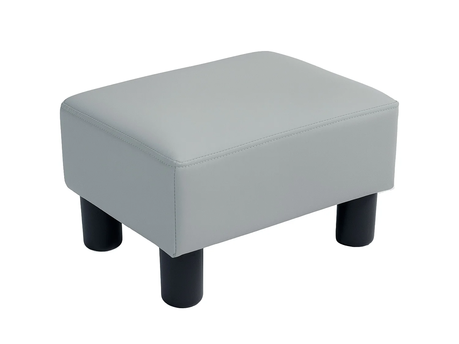 Relata Grey PU Leather Footstool with Black Legs