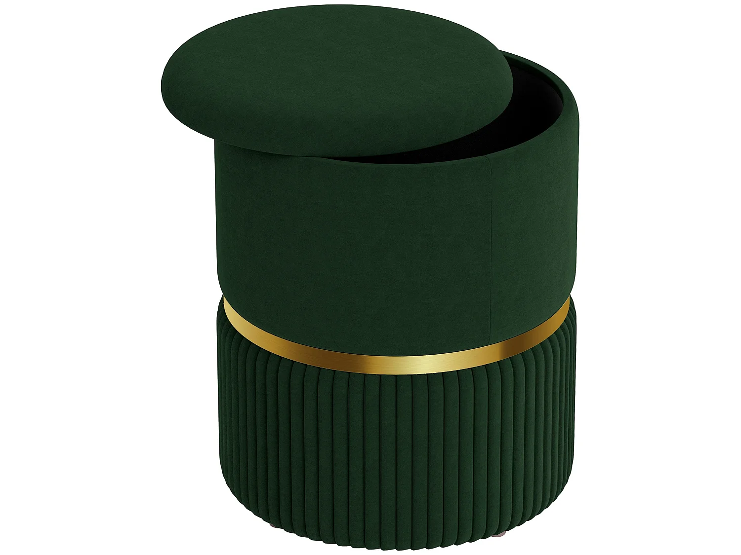 Rapa Green Etched Velvet Storage Ottoman with Gold Detail