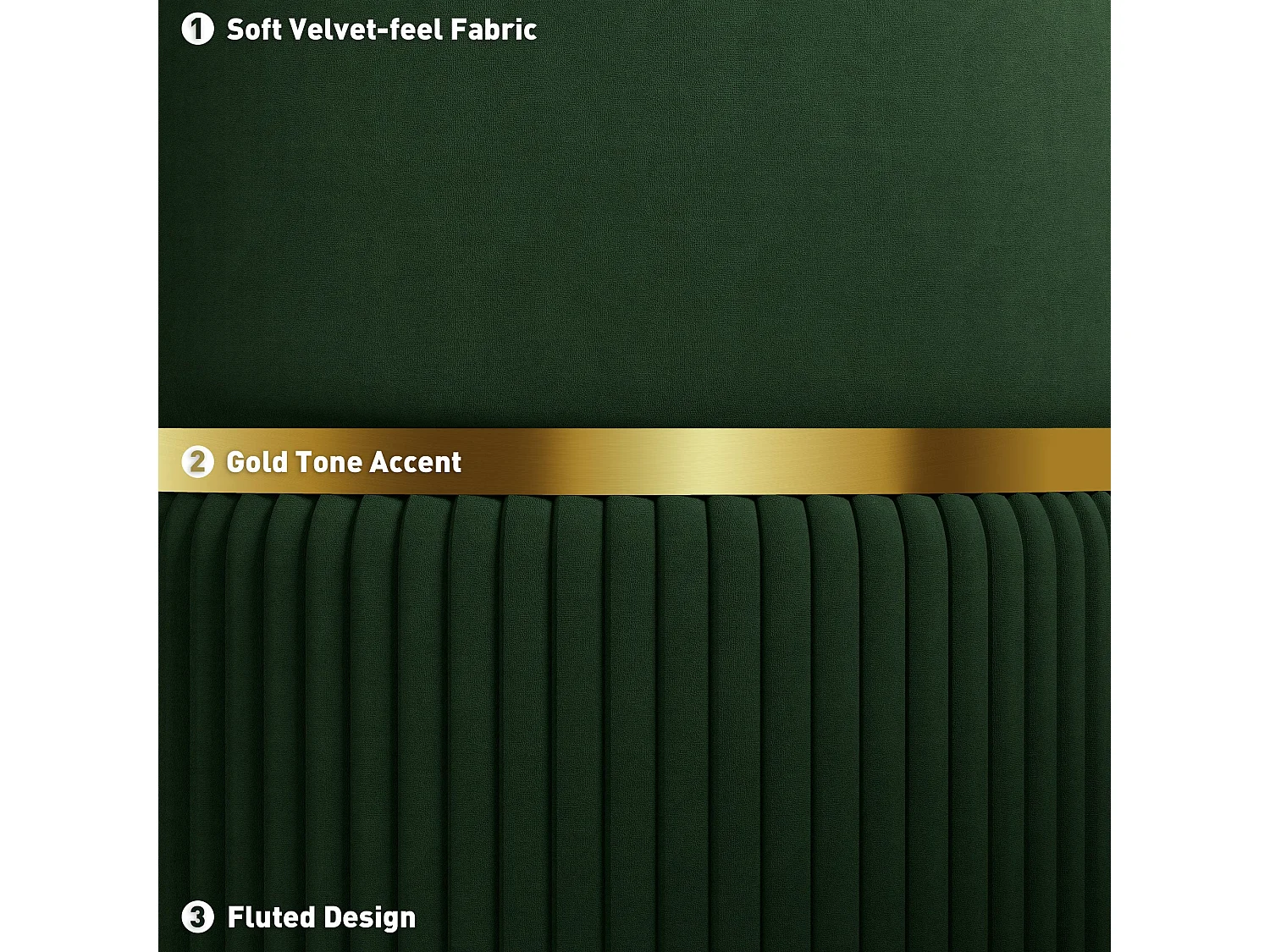 Rapa Green Etched Velvet Storage Ottoman with Gold Detail