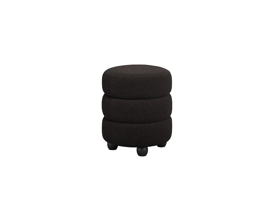 Antipodes Black Chenille Round 3 Tier Pouffe