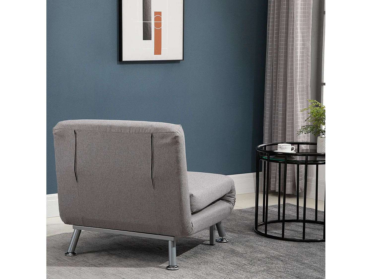Kano Grey Fabric Futon Chair Convertible to 180cm Bed