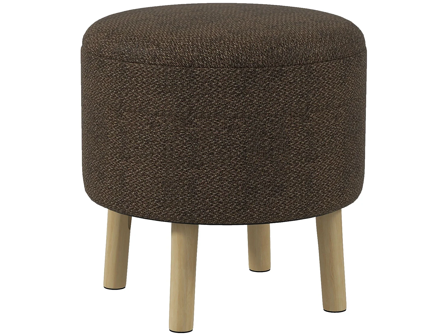 Roli Linen Look Dark Brown Round Storage Ottoman