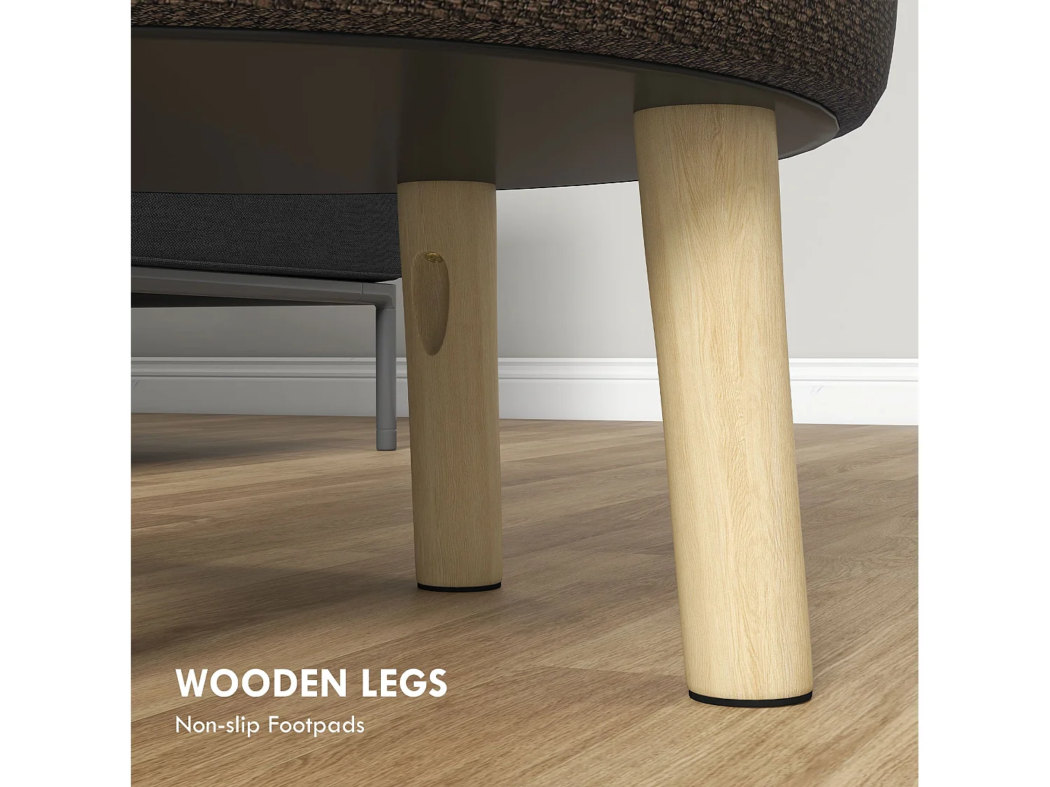 Roli Linen Look Dark Brown Round Storage Ottoman