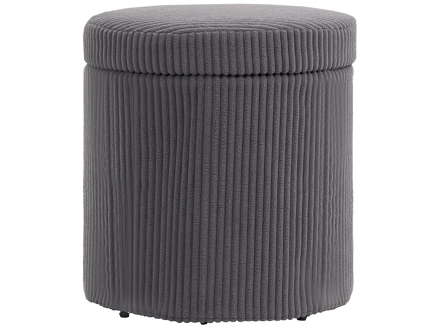 Yoluha Round Grey Corduroy Storage Footstool with Removable Lid