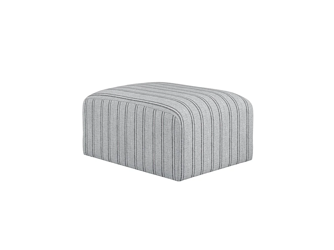 Malmo Grey Stripe Upholstered Square Pouffe