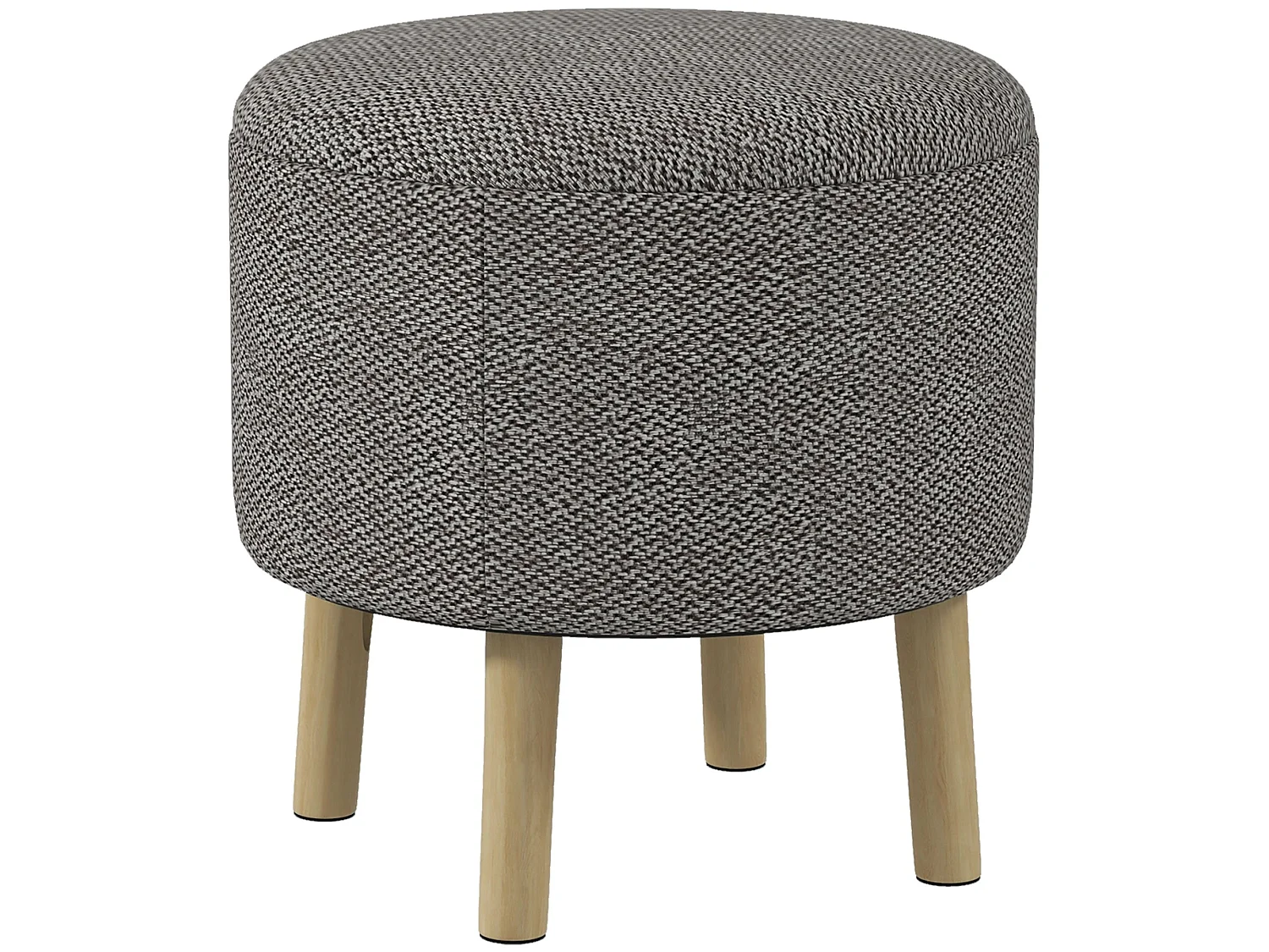 Roli Linen Look Light Grey Round Storage Ottoman