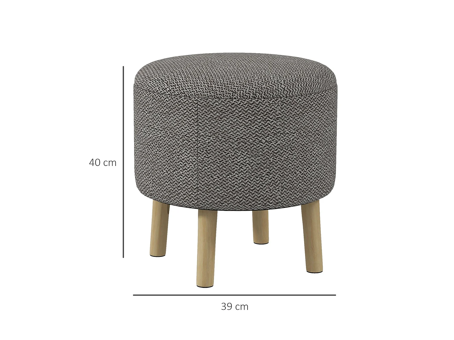 Roli Linen Look Light Grey Round Storage Ottoman