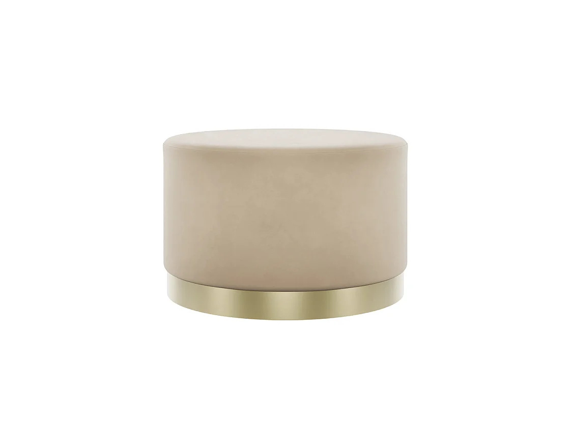 Kalua Large Beige Velvet Ottoman with Brushed Gold Base
