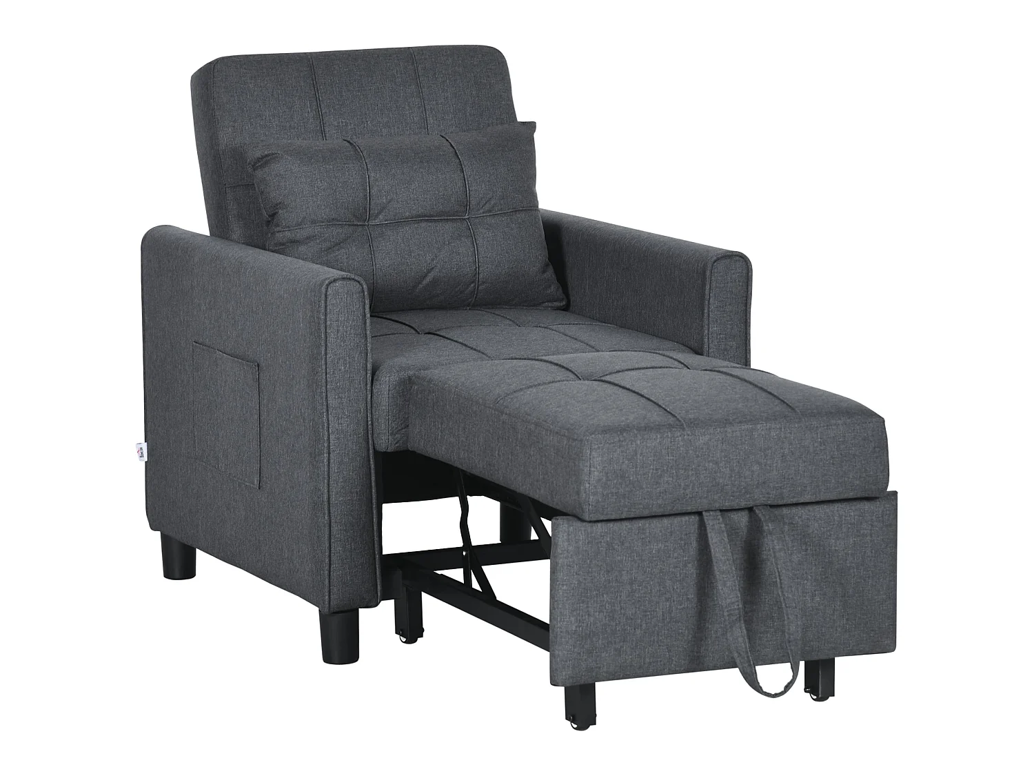 Remina Linen Look Grey 3 in 1 Single Chair Bed