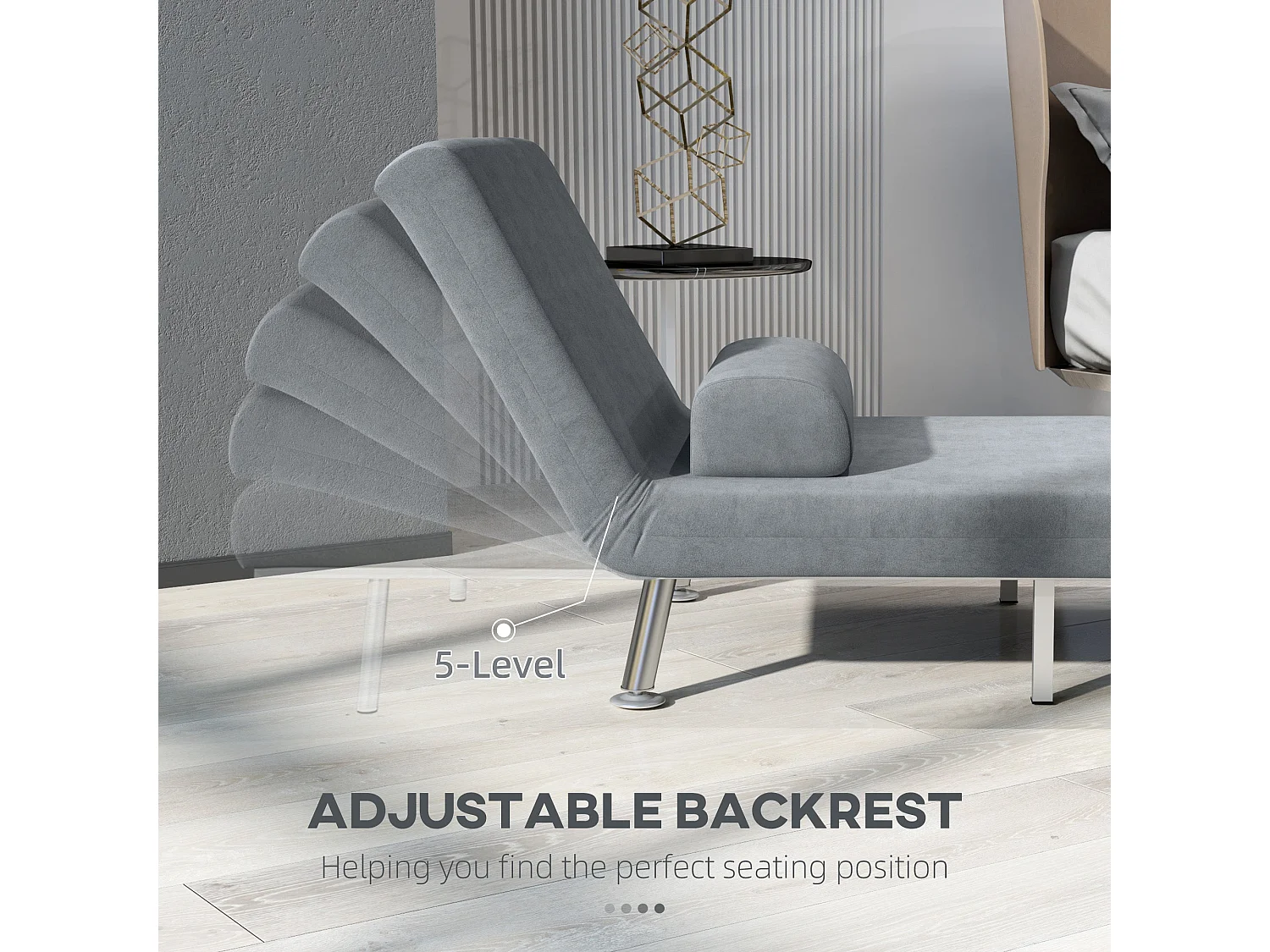 Noso Velvet Grey 3 in 1 Single Sleeper Chair