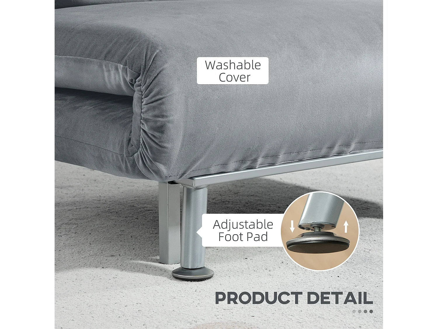 Noso Velvet Grey 3 in 1 Single Sleeper Chair