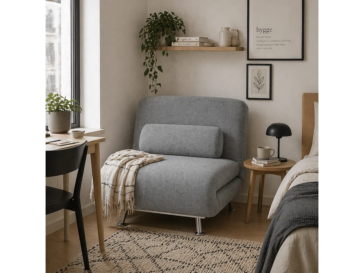 Noso Velvet Grey 3 in 1 Single Sleeper Chair