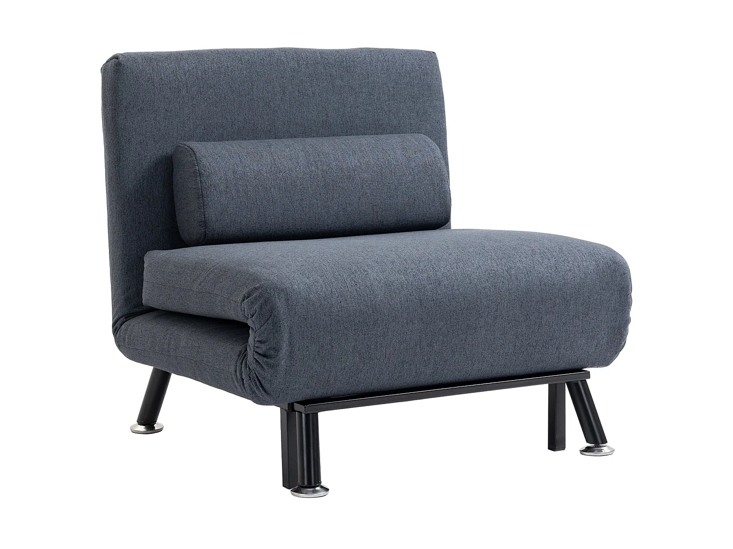 Raha Linen Dark Grey 3 in 1 Convertible Chair Bed with Adjustable 5 Position Backrest and Pillow