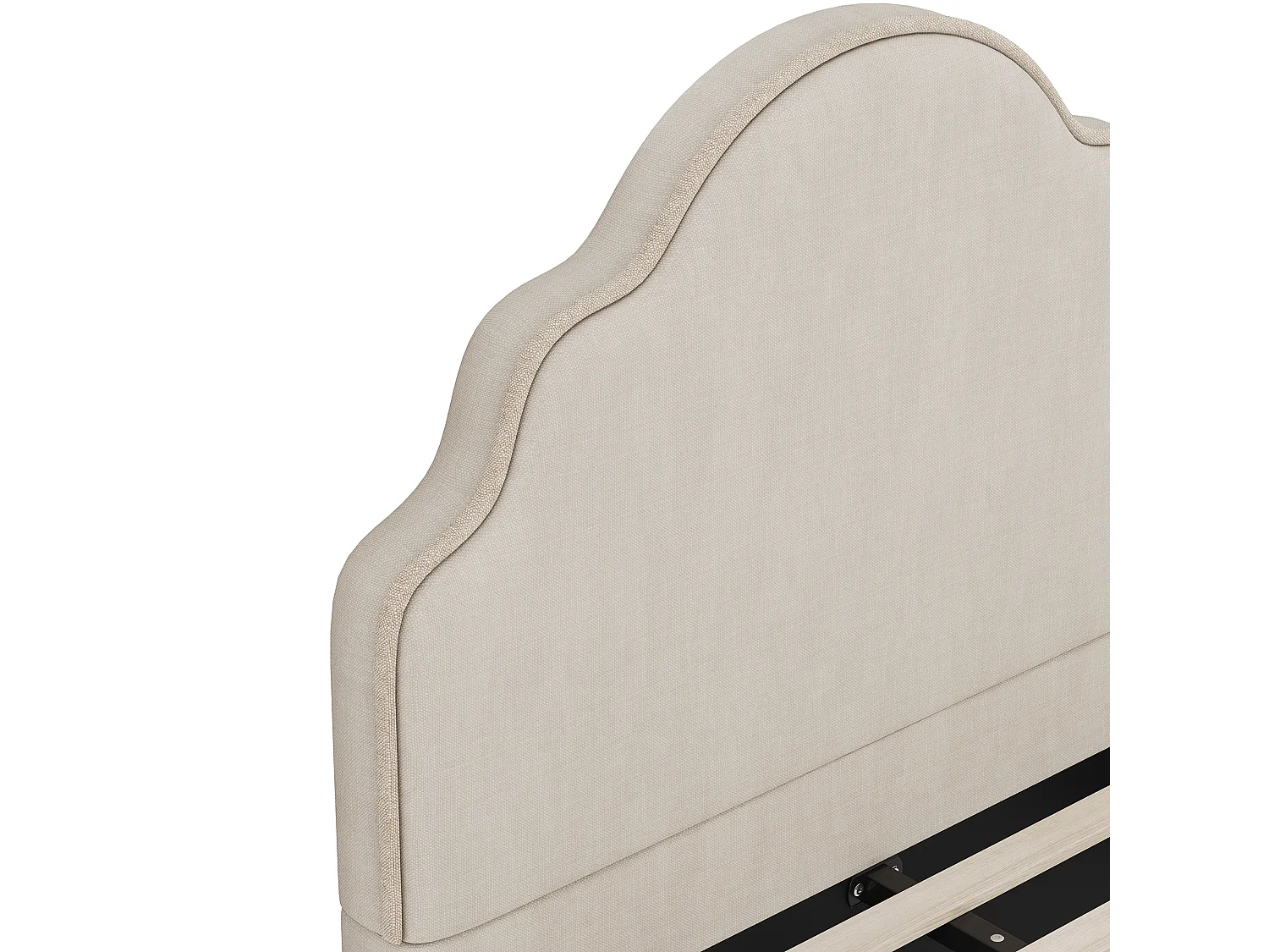 Lit simple rembourré 90 x 200 cm - avec tête de lit rembourré - avec sommier à latte - Lin - Beige (Matelas non inclus)