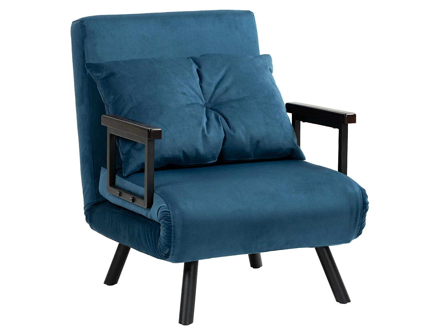 Mofa Nare Velvet Navy Blue 4 in 1 Convertible Single Chair Bed with Pillow
