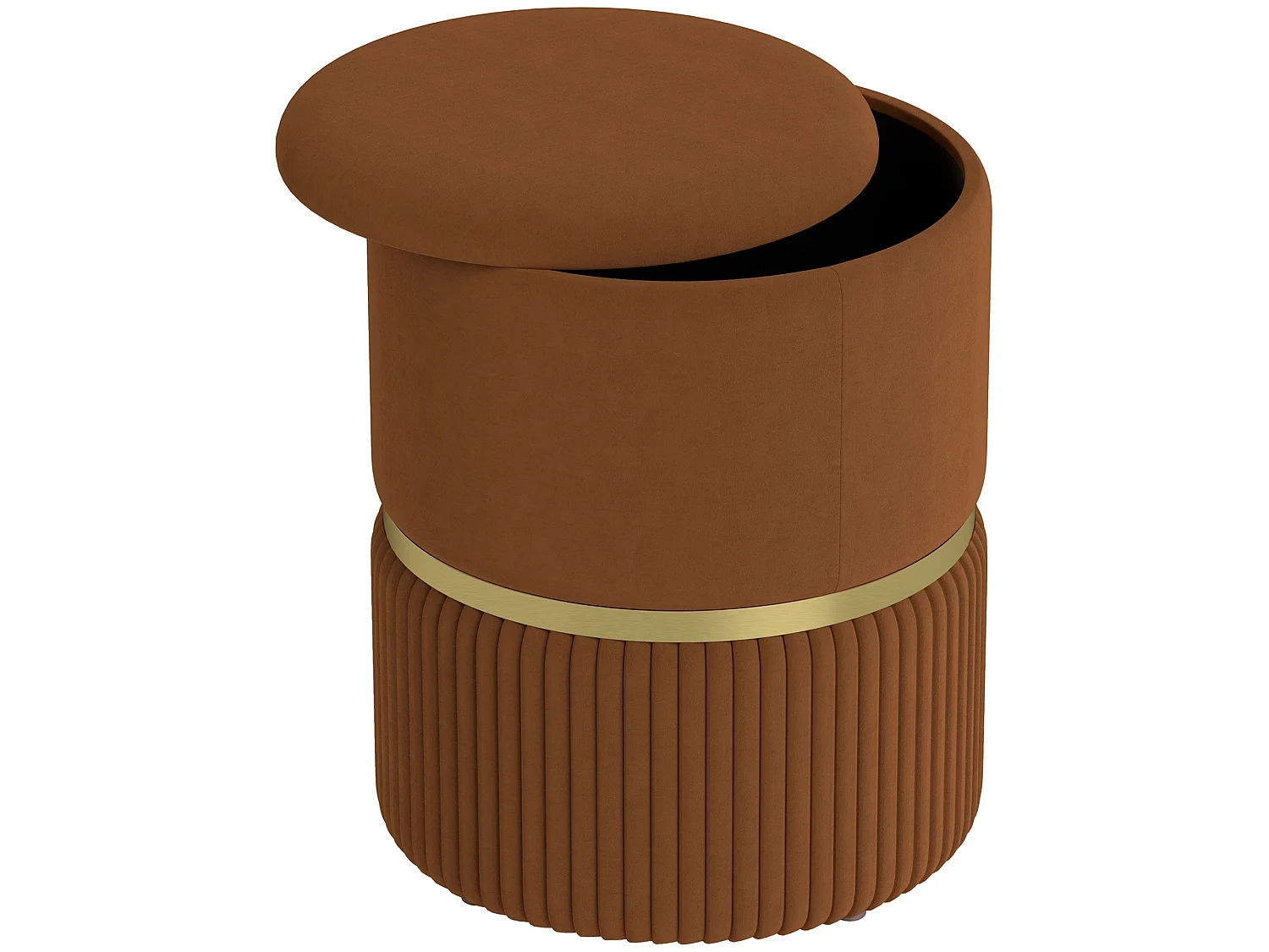 Rapa Velvet feel Light Brown Storage Ottoman with Gold Detail