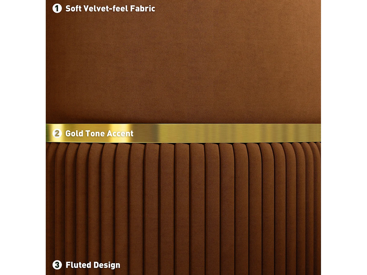 Rapa Velvet feel Light Brown Storage Ottoman with Gold Detail