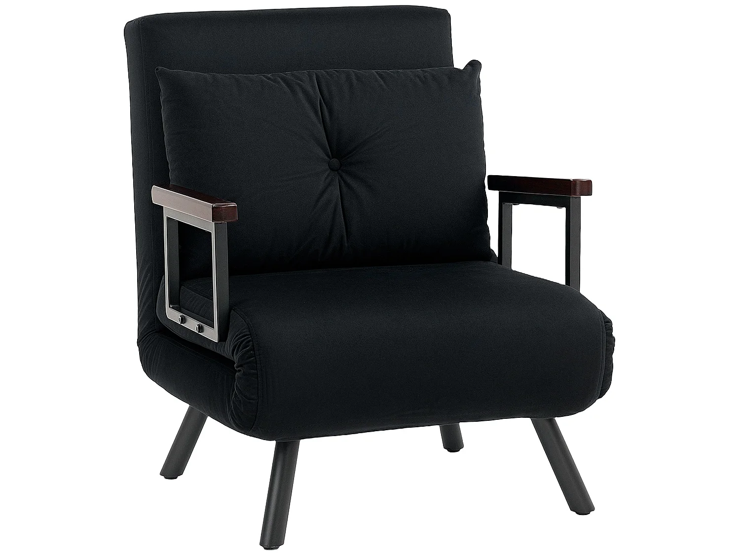 Nenoli Velvet Black 4 in 1 Convertible Single Chair Bed with Cushion
