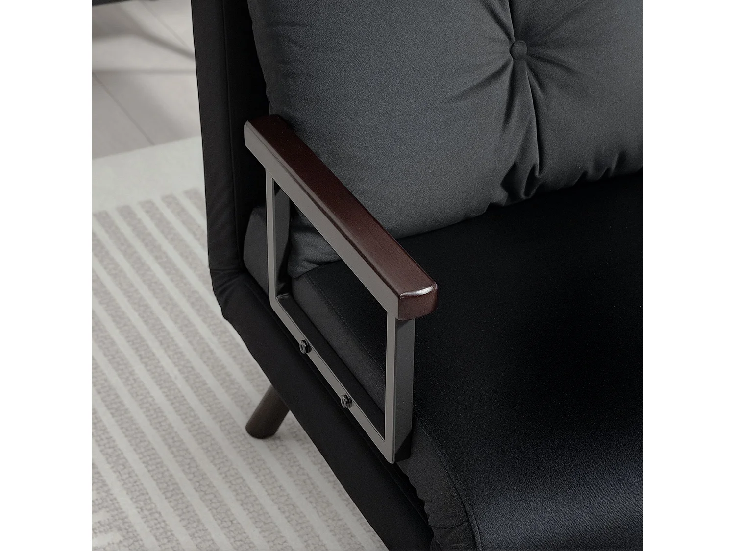Nenoli Velvet Black 4 in 1 Convertible Single Chair Bed with Cushion