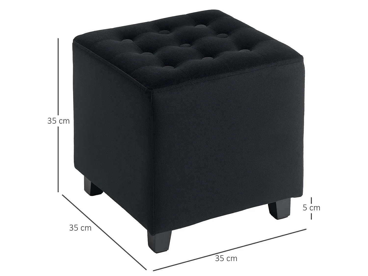 Liviel Velvet Feel Charcoal Square Ottoman 35 x 35cm