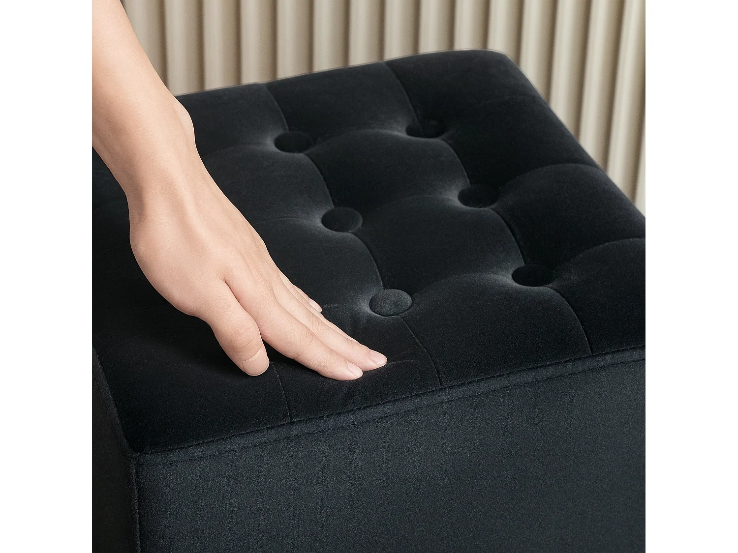Liviel Velvet Feel Charcoal Square Ottoman 35 x 35cm