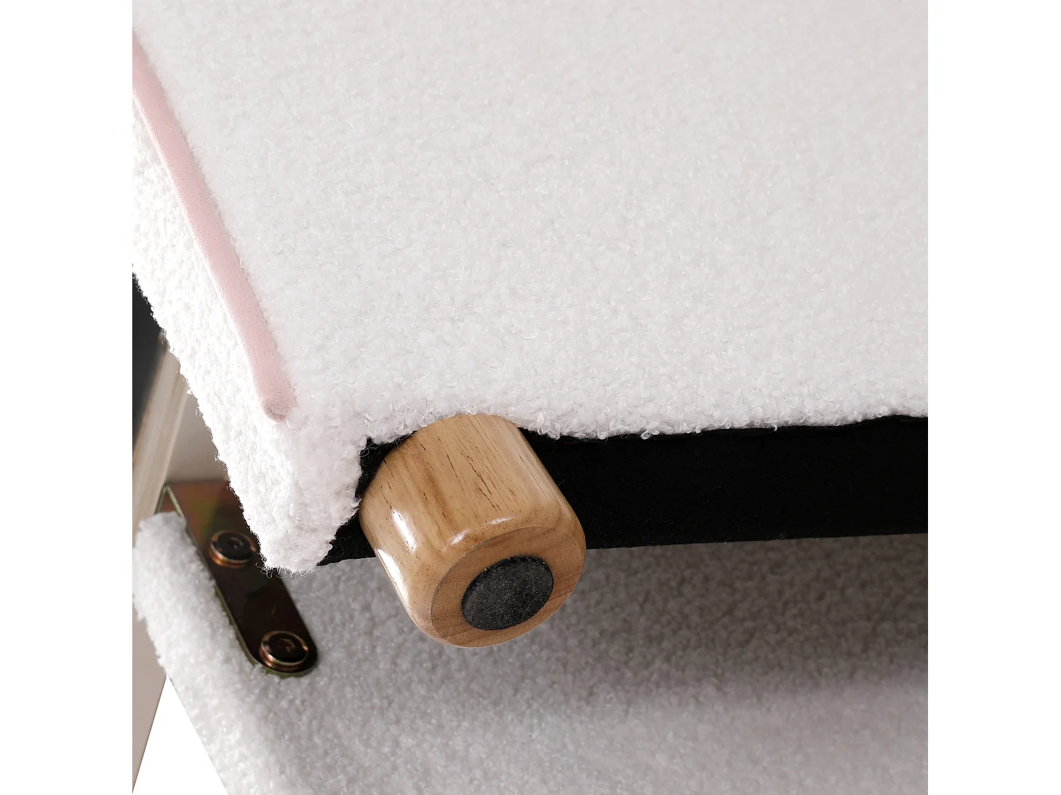 Canapé-lit capitonné 90x200 cm - Avec lit gigogne et 2 tiroirs - Extensible 180 cm - Port USB - Tissu bouclé - Beige (sans matelas)