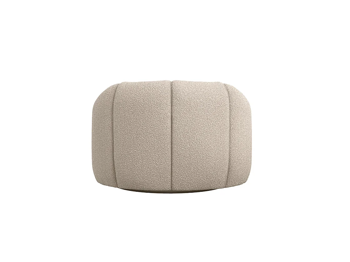 Juniper Retro Boucle Swivel Armchair Cream Upholstered Rounded Club Design
