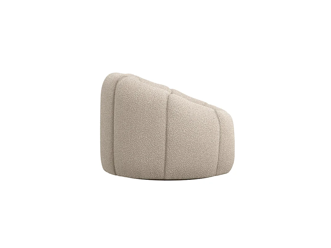 Juniper Retro Boucle Swivel Armchair Cream Upholstered Rounded Club Design