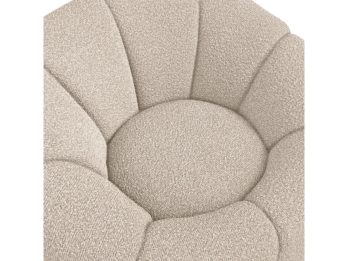 Juniper Retro Boucle Swivel Armchair Cream Upholstered Rounded Club Design