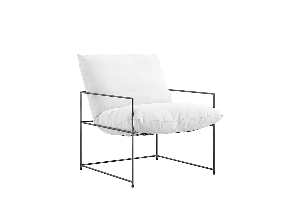 Drogheda White Accent Chair Matt Black Metal Frame White House Weave Upholstery