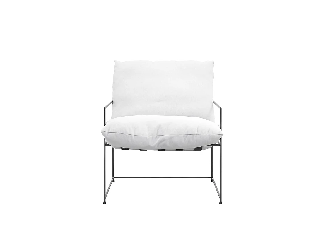 Drogheda White Accent Chair Matt Black Metal Frame White House Weave Upholstery