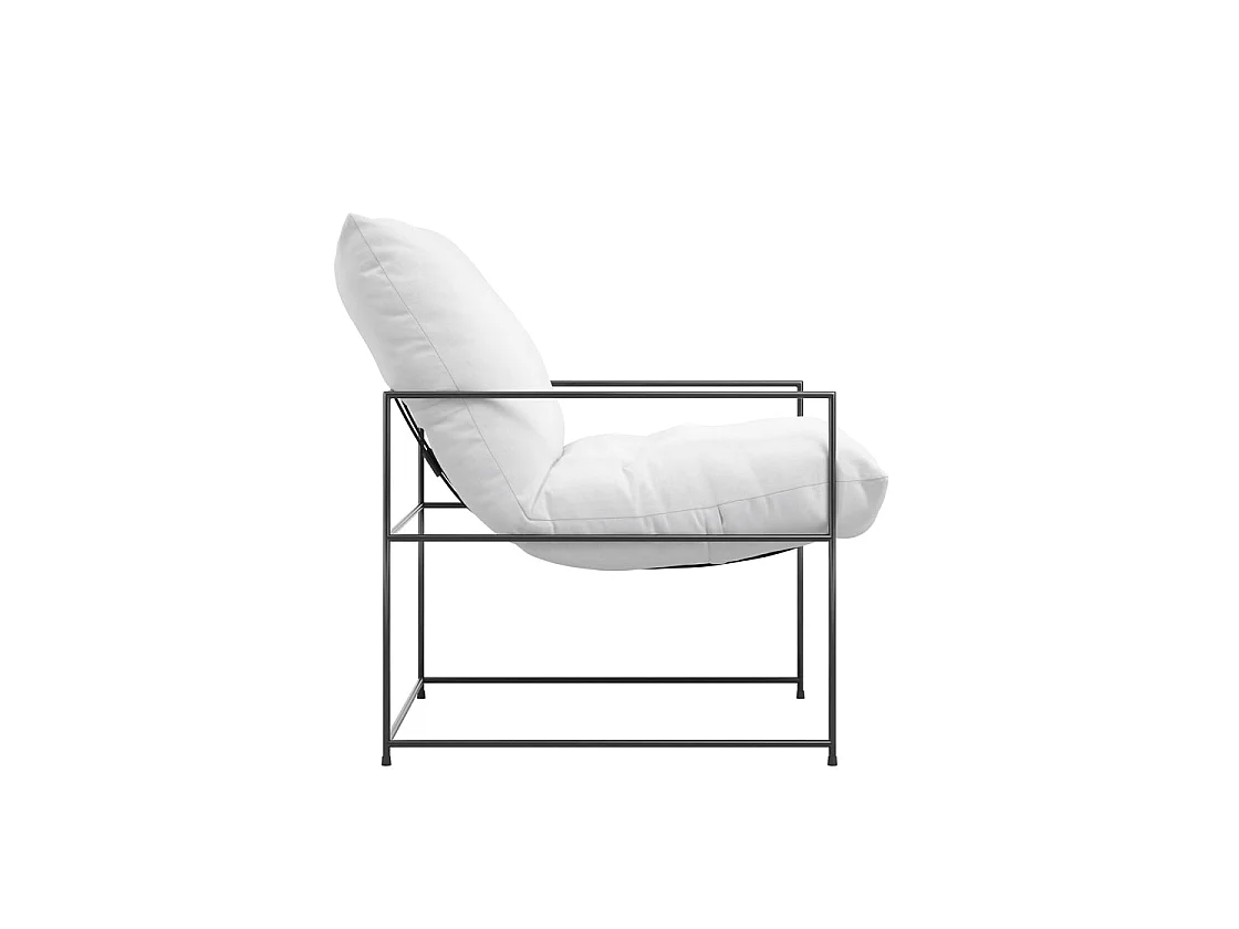 Drogheda White Accent Chair Matt Black Metal Frame White House Weave Upholstery