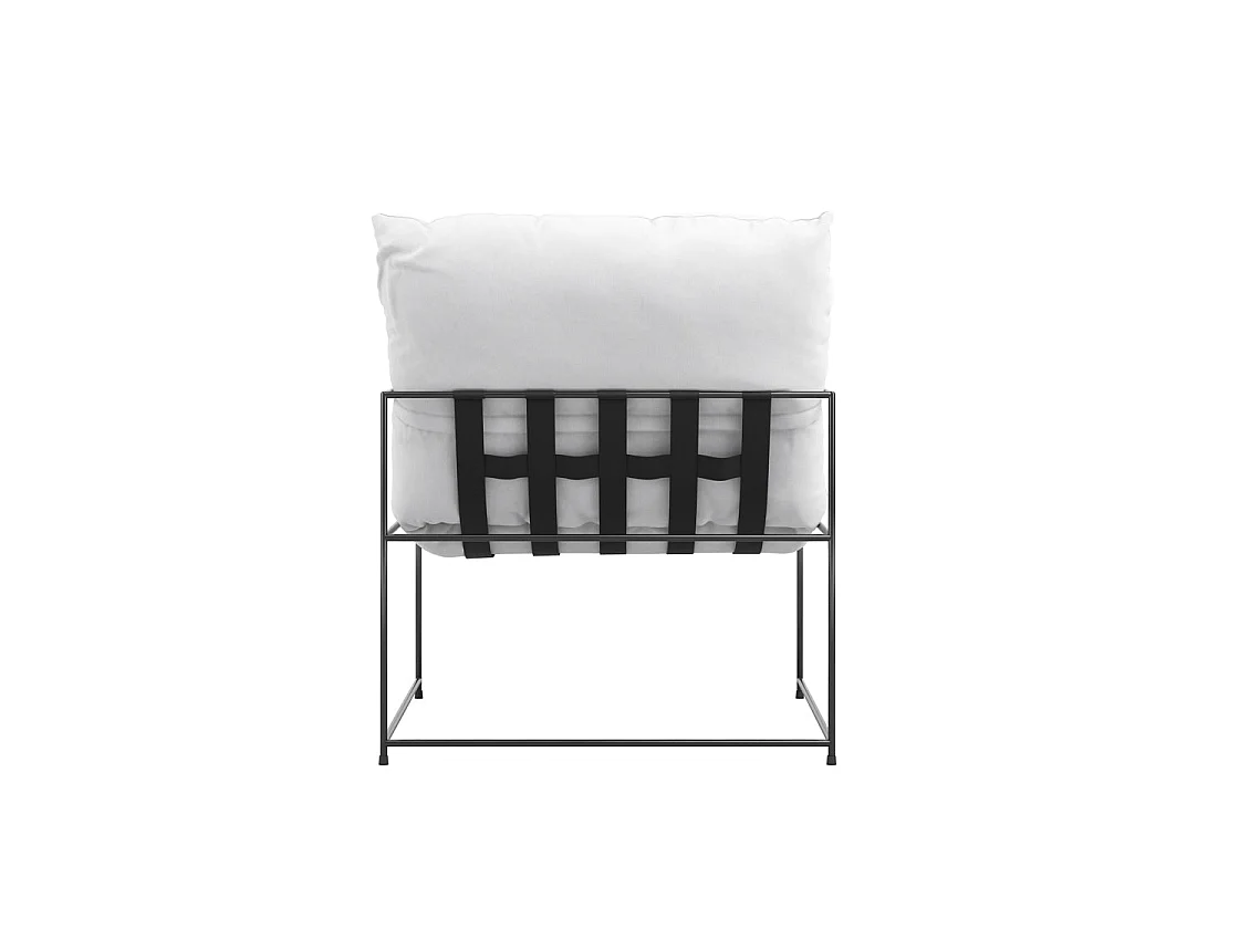 Drogheda White Accent Chair Matt Black Metal Frame White House Weave Upholstery
